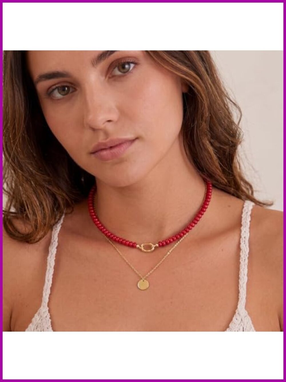 Boho Choker Necklace, Natural Stone Beaded Necklace for Women, Layering Jewelry - Picture 3 of 6